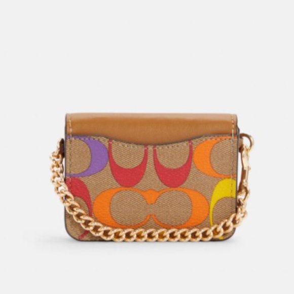 Coach Poppy Crossbody In Rainbow Signature Canvas Textile Leather Double purse - Picture 8 of 11